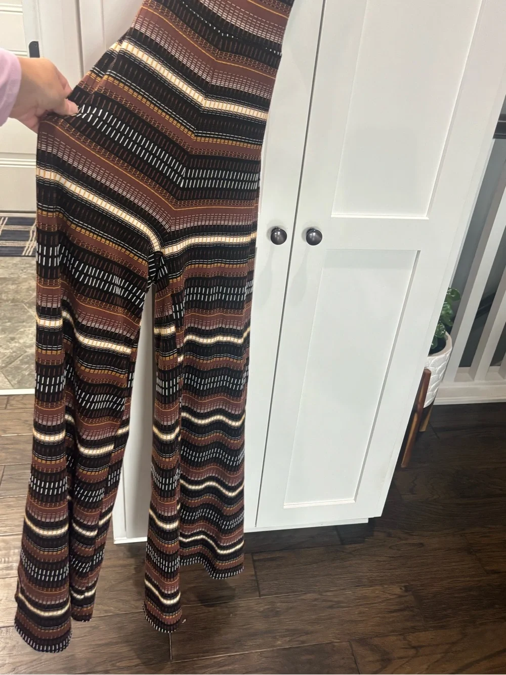 Free People Dixie Strapless Brown Black Cream Multi-Stripe Wide-Leg Jumpsuit
